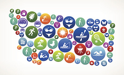 蒙大拿夏季时间的乐趣和户外矢量图形图片下载