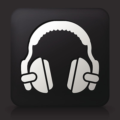 黑色方形按钮与耳机图标图片下载