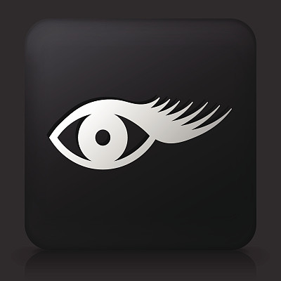黑色方形按钮与睫毛图标图片下载