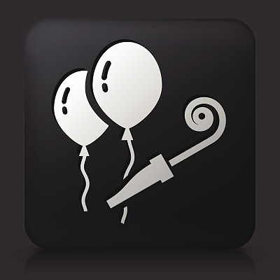 黑色方形按钮与气球图片下载