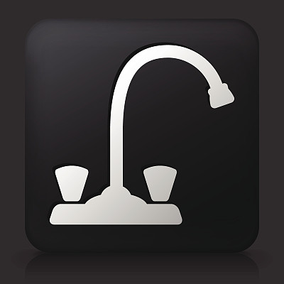 黑色方形按钮与水龙头图标图片下载