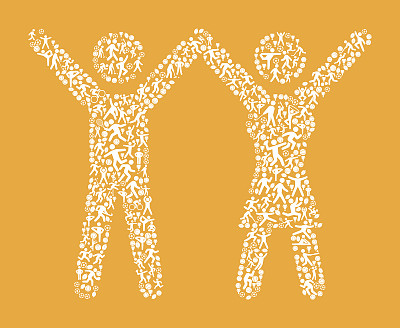 夫妇举手健身运动和运动模式矢量背景图片下载