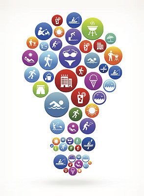 灯泡夏季时间的乐趣和户外矢量图形图片下载