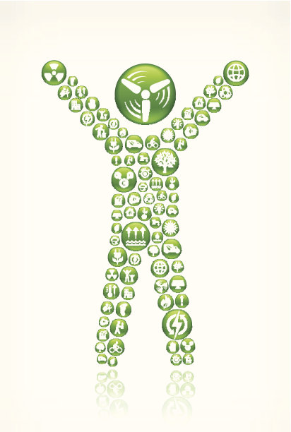 绿色能源按钮上的快乐成功贴纸图片下载