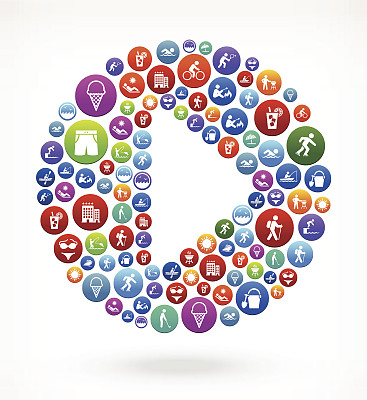 播放按钮夏季时间的乐趣和户外矢量图形图片下载