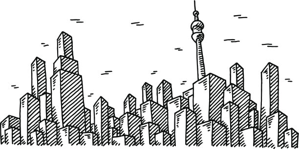 摩天大楼的城市图图片下载