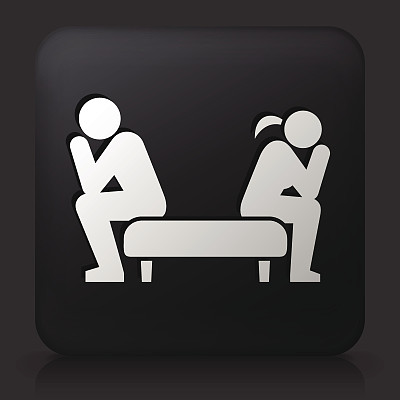 带有关系问题图标的黑色方形按钮图片下载