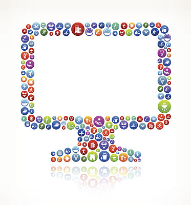 电脑显示器夏季时间的乐趣和户外矢量图形图片下载