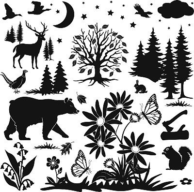 秋季田园林地草甸设计元素图片下载