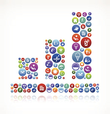 条形图夏季时间的乐趣和户外矢量图形图片下载