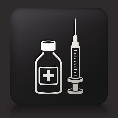 黑色方形按钮与医药图标图片下载