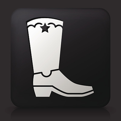 黑色方形按钮与牛仔靴图标图片下载