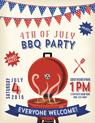 7月4日烧烤邀请模板图片下载