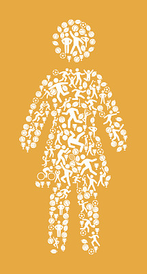 女性健身运动与运动模式向量背景图片下载