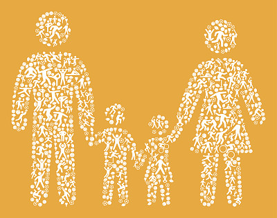 父母和儿童健身运动和运动模式矢量背景图片下载