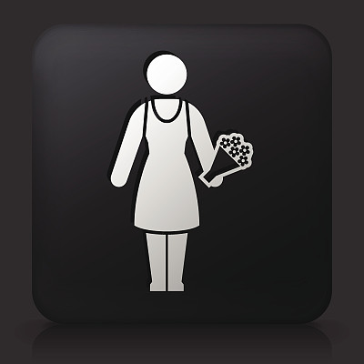 黑色方形按钮与妻子图标图片下载