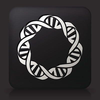 黑色方形按钮与DNA图标图片下载