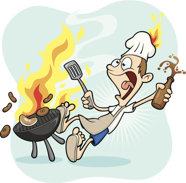 坏的健康和安全-烧烤啤酒人着火图片下载
