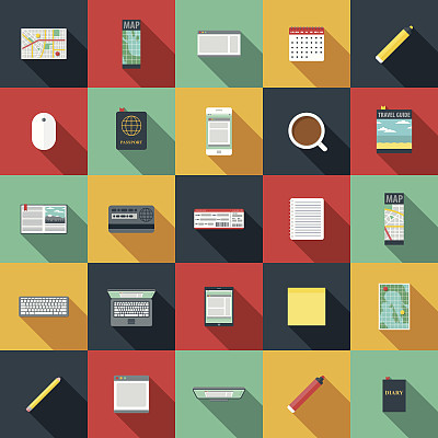 旅行计划矢量图标集图片下载