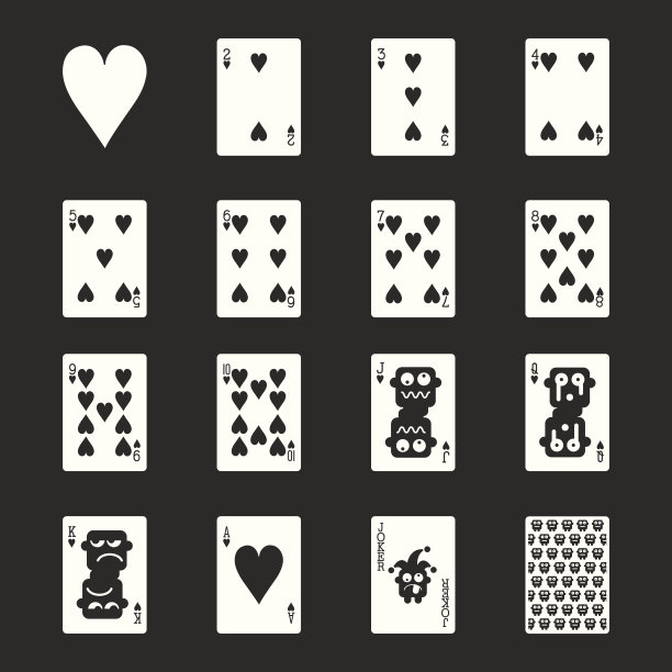 心套装扑克牌图标-白色系列| EPS10图片下载