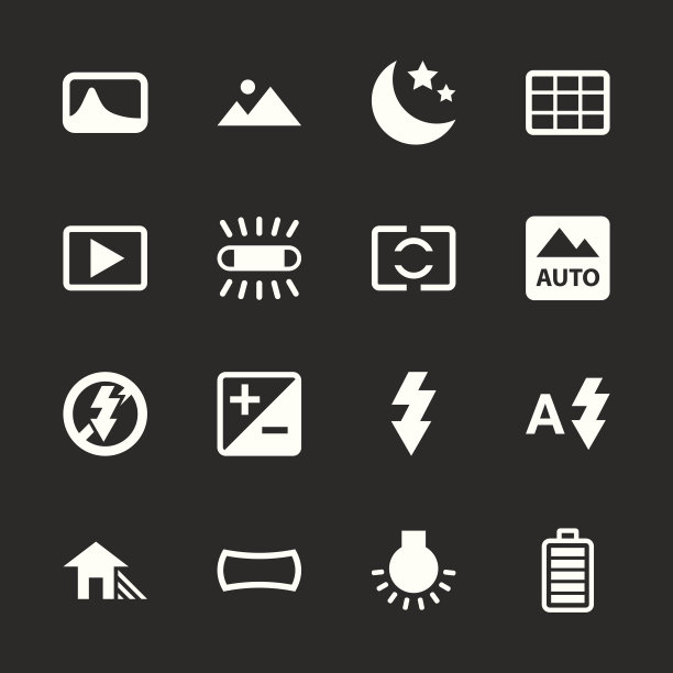 相机菜单图标设置4 -白色系列| EPS10图片下载