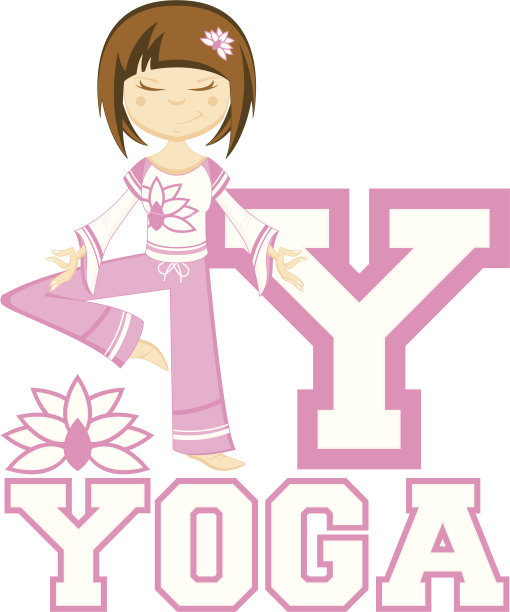 可爱的瑜伽女孩学习插画图片下载