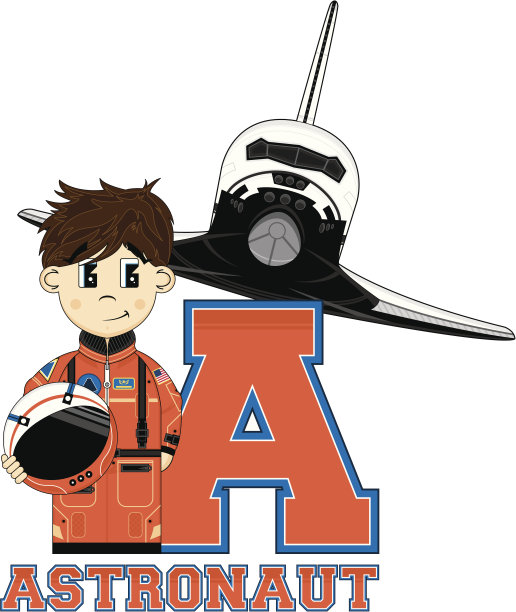 可爱的宇航员学习字母A图片下载