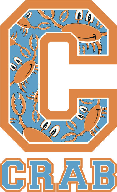 可爱的小螃蟹学字母C图片下载