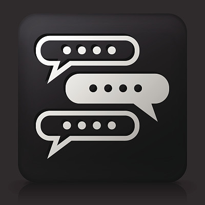 黑色方形按钮与即时消息图标图片下载