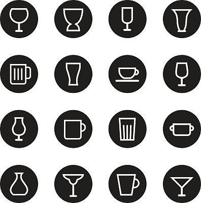 玻璃和杯子图标-黑圈系列图片下载