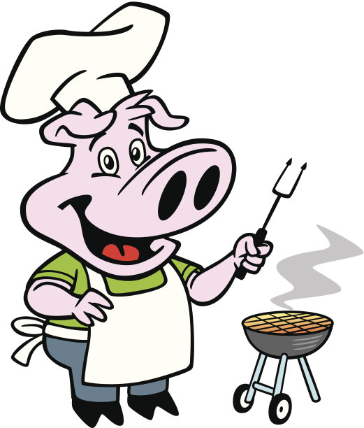 烧烤时的猪厨师图片下载