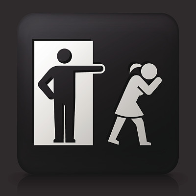 带有关系问题图标的黑色方形按钮图片下载