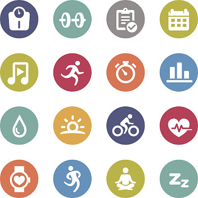 健身和健康图标-圆圈系列图片下载