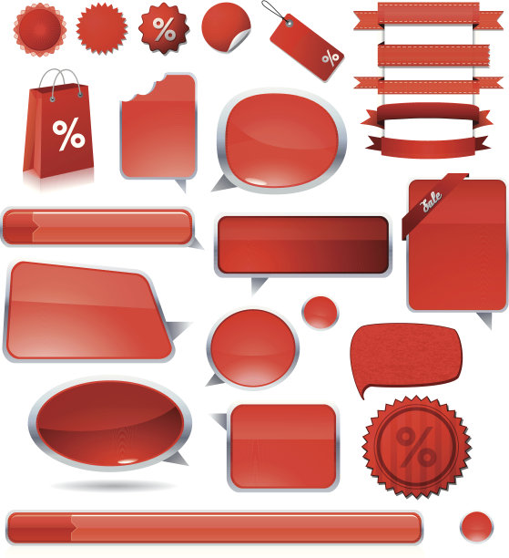 红色的报价和按钮图片下载