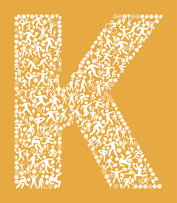 字母K健身运动和运动模式矢量背景图片下载