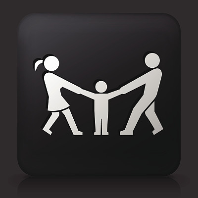 带有关系问题图标的黑色方形按钮图片下载