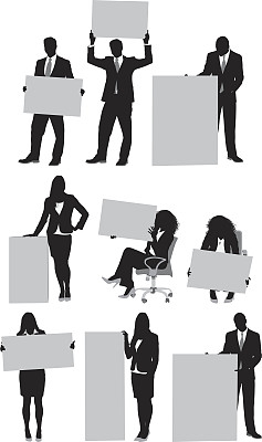 商务人士与标语牌图片下载