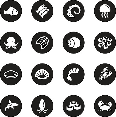 海鲜图标-黑圈系列图片下载