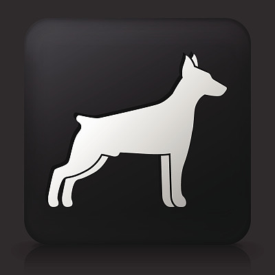 黑色方形按钮与狗剪影图片下载