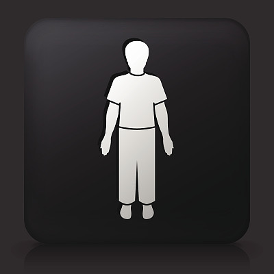 男人站立的黑色方形按钮图片下载