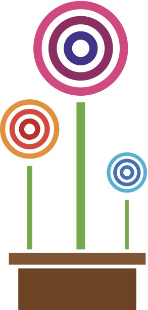 现代彩色花圆矢量插图标志图片下载