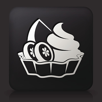 黑色方形按钮与水果和甜点图标图片下载