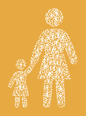 母亲和女儿健身运动和运动模式向量背景图片下载