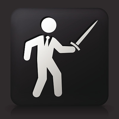 黑色方形按钮与商人和剑的图标图片下载