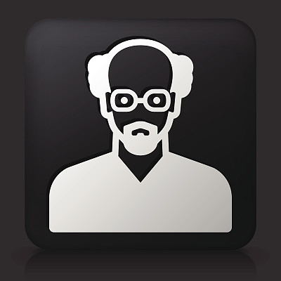 黑色方形按钮与男性脸图标图片下载