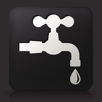 黑色方形按钮与水龙头图标图片下载
