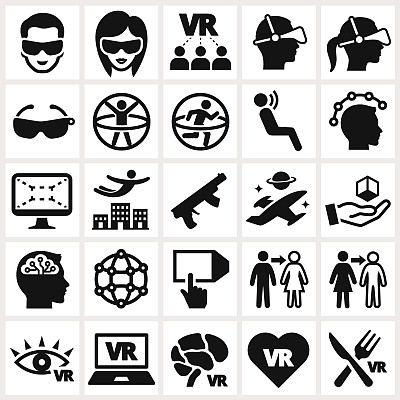 3D眼镜和虚拟现实体验图标设置图片下载