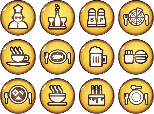 黄金食品和饮料图标图片下载