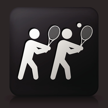 黑色方形按钮与网球图标图片下载