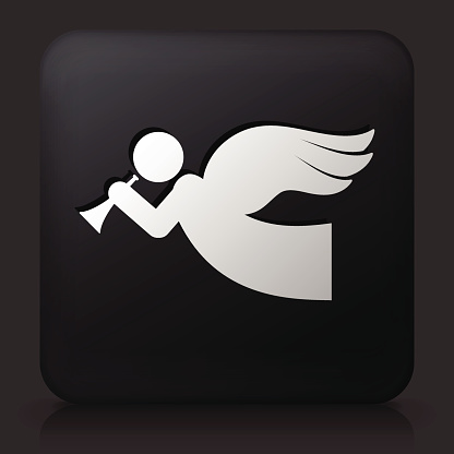 黑色方形按钮与天使图标图片下载